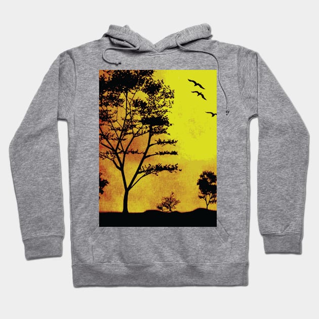 SUNSET TREES Pop Art Hoodie by BruceALMIGHTY Baker